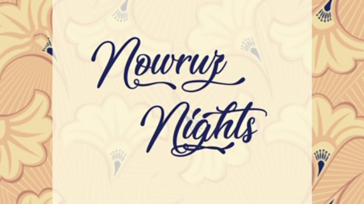 Nowruz Nights written on a floral background.